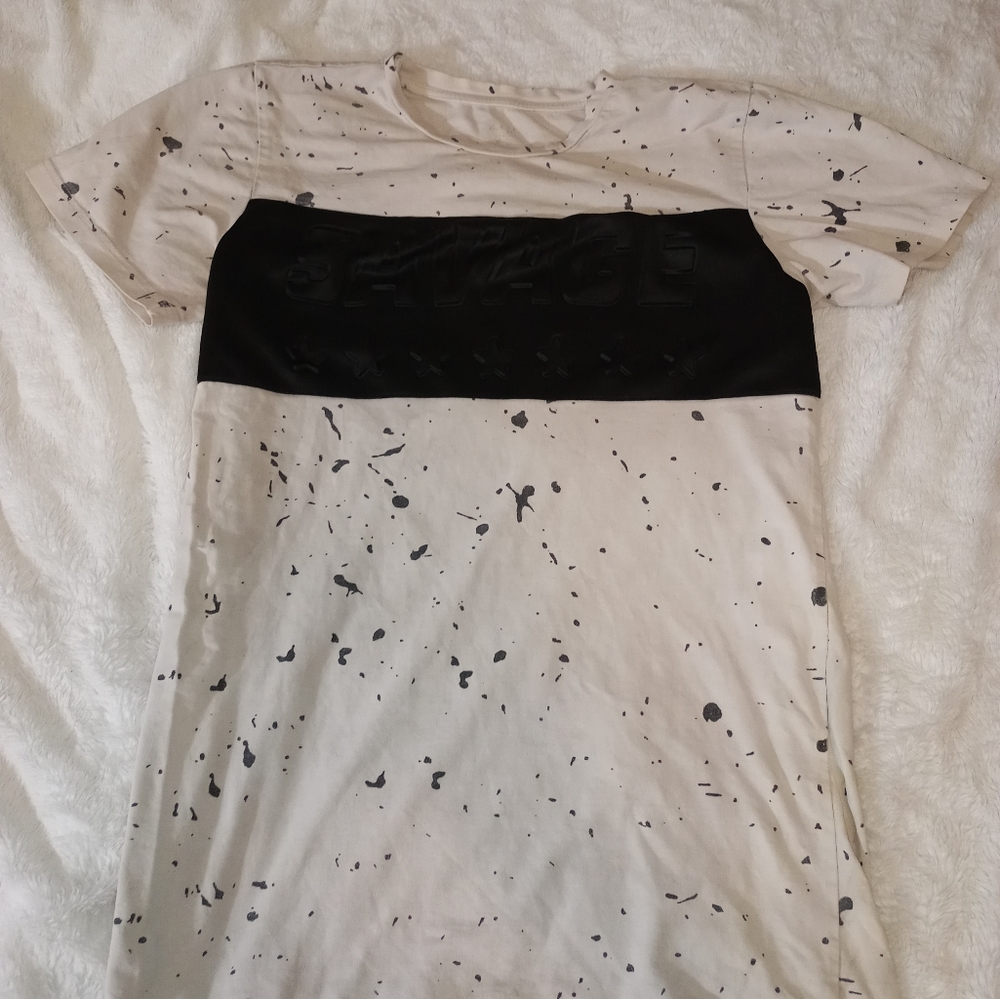 Savage shirt with paint splatter